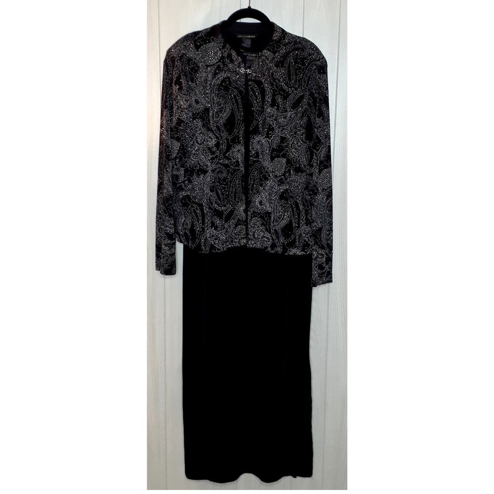 Social Circles 2 Piece Dress Set Size 14 Dress With Jacket Stretchy Black